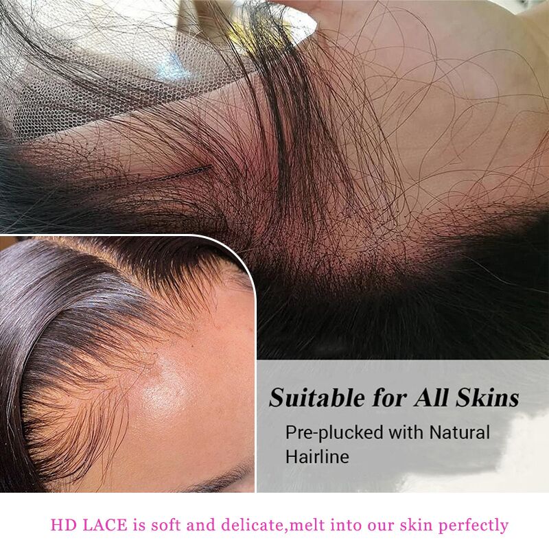 ZSF Skin Melt HD Lace Closure Human Hair Wig Natural Hairline Pre-pluck