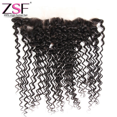 ZSF Hair HD Lace Frontal Closure Deep Curl 13x4 Free Part 1piece