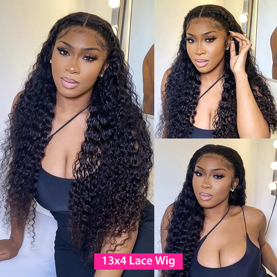 ZSF Deep wave 13*4 HD Lace Hair Wig Curly Black Wigs Natural Wave Style Wig