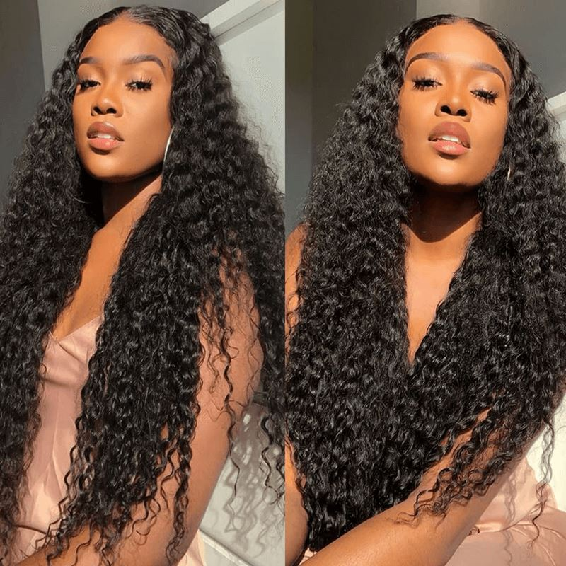 ZSF Deep Wave/Curly  9×6 HD Lace Wear Go Wig M-Cap Pre-Bleached Natural Hairline Pre-Cut