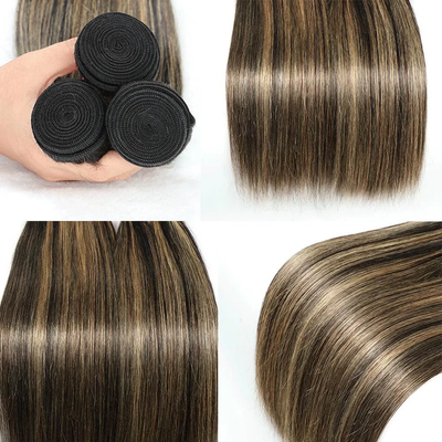 ZSF P1B/27 Ombre Blonde Straight Human Hair 3Bundles With Lace Frontal Brazilian Remy Hair