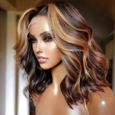 ZSF Honey Blonde 4/27# Short Cut Bob Body Wave Wig Pre-cut Lace Unprocessed Wigs