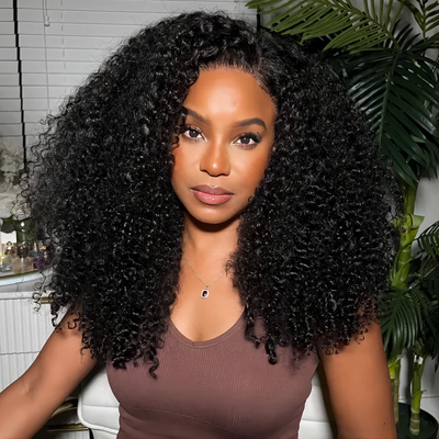 ZSF 3 In 1 Half Wig |Flip Over Burmese Curly Install Half With Drawstring Glueless Beginner Friendly