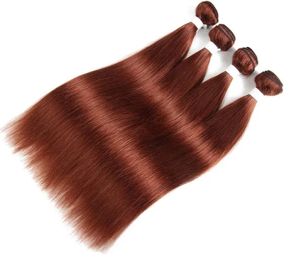 ZSF Auburn Brown #33 Straight Virgin Hair 4 Bundles With Lace Frontal 100% Human Hair