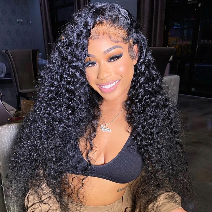 ZSF Hair Water Wave Curly 13*4 HD Lace Frontal Wig Human Hair Pre