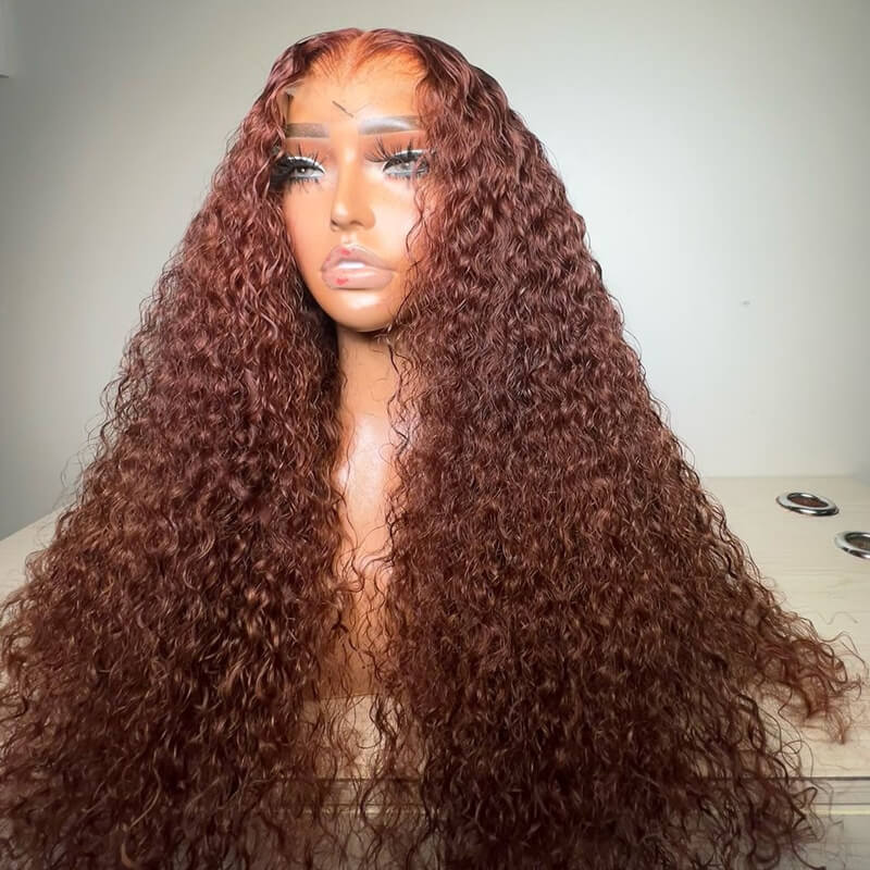 ZSF 6*4.5 Glueless Water Wave Reddish Brown Wear&Go HD Lace Wig Pre-Everything Natural Hairline