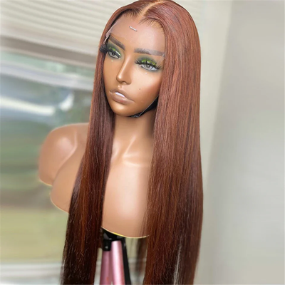 (Clearance Sale) ZSF Light Reddish Brown 18# Hair Color Wig Straight Lace Wig For Woman