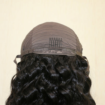 (Clearance Sale)ZSF Transparent Lace Closure Wig Loose Deep Wave Virgin Hair Natural Black