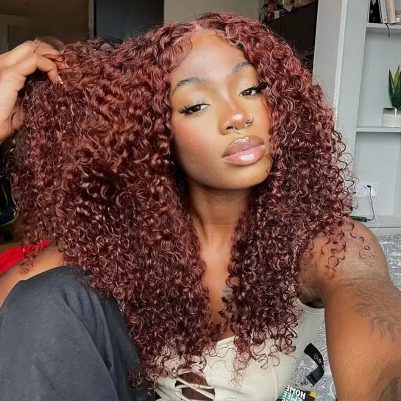 ZSF 6*4.5 Glueless Water Wave Reddish Brown Wear&Go HD Lace Wig Pre-Everything Natural Hairline