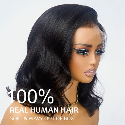 ZSF Gorgeous Natural Black Body Wave Short Bob Wig 100% Virgin Real Human Hair Human Hair Wig