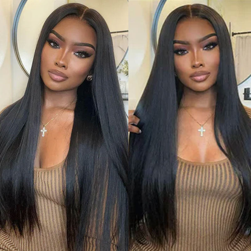 (Ready To Ship)ZSF Upgrade 7*5 Glueless Straight HD Lace Closure Wear Go Wig Tiny Knots Pre-Bleached