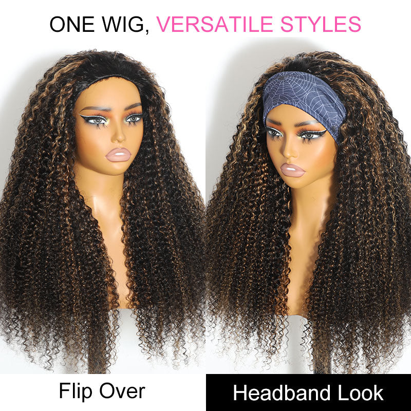 ZSF Hair 3-In-1 Half Wig Flip Over Kinky Curly 1B/27