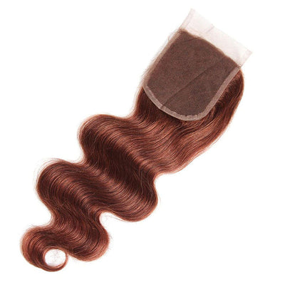 ZSF Auburn Brown #33 Body Wave Virgin Hair 3 Bundles With Lace Closure 100% Human Hair