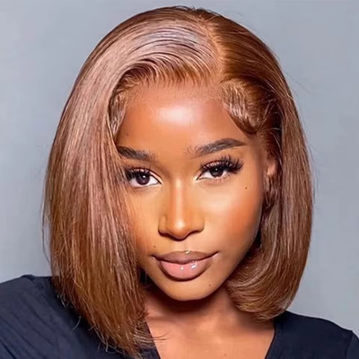 ZSF Straight Glueless Short Bob Lace Wig Brazilian Virgin Hair Unprocessed Human Hair 1Piece