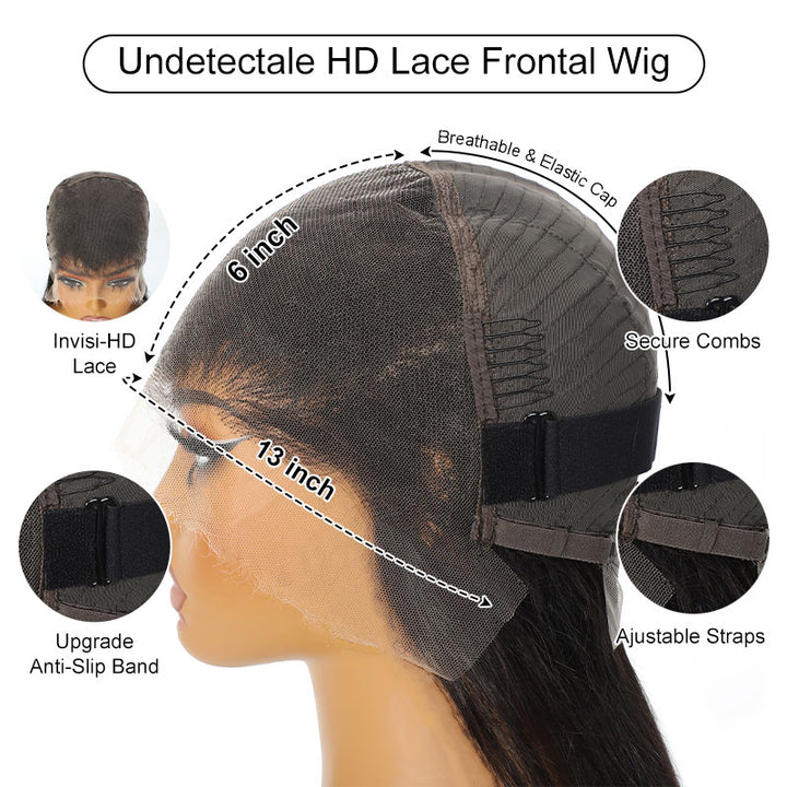 ZSF Straight Undetected 13*6 HD Lace Frontal Wig Hair Human Hair