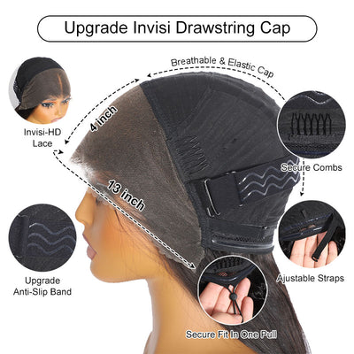 ZSF Champagne and Brown Ombre Colored Body Wave Glueless HD Lace Drawstring Wig Miniknots Natural Hairline