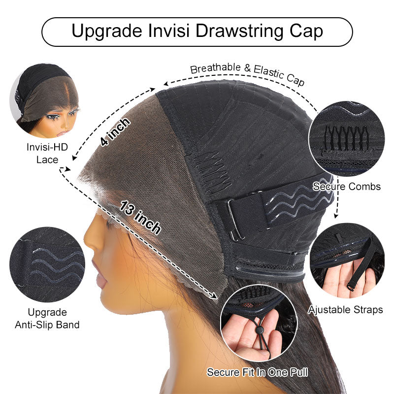 ZSF Champagne and Brown Ombre Colored Body Wave Glueless HD Lace Drawstring Wig Miniknots Natural Hairline