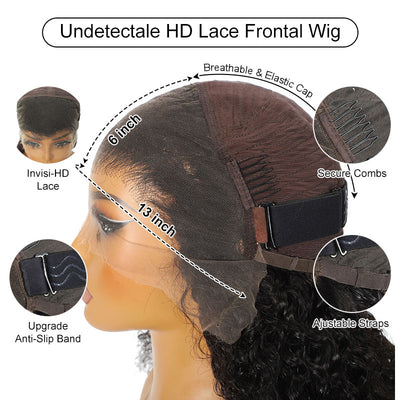 ZSF Water Wave 13*6 HD Full Lace Frontal Wigs Vigin Human Lace Hair Wig