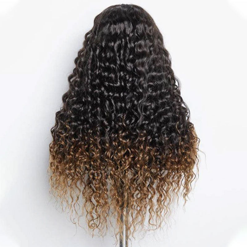 ZSF 7*5 Glueless Black Highlight Wear Go Pre-cut HD Lace Water Wave Hair Wigs