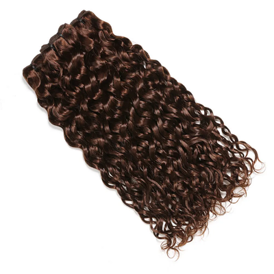 ZSF Chocolate Brown #4 Water Wave 3Bundles With Lace Closure 100% Virgin Human Hair