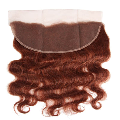 ZSF Auburn Brown #33 Body Wave Virgin Hair 3 Bundles With Lace Frontal 100% Human Hair