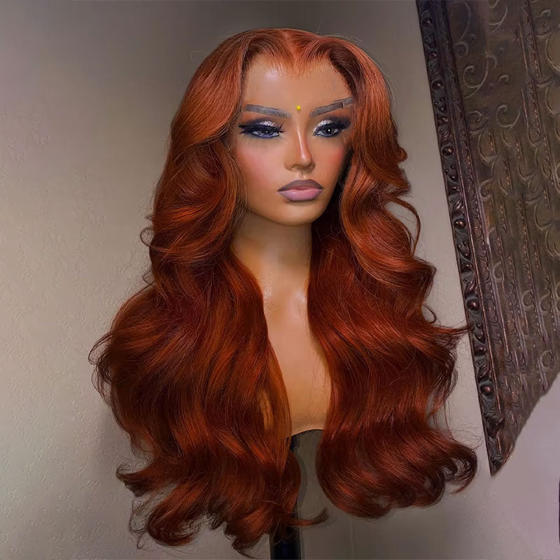 ZSF 7*5 Glueless Body Wave Reddish Auburn Brown Wear Go Wig Human Hair Wig