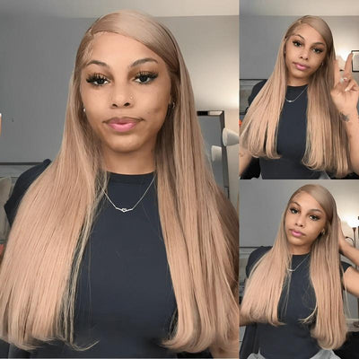 (BUY 1 GET 1 Free) ZSF Light Flaxen Brown  body wave Lace Wig Colored Human Virgin Hair One Piece