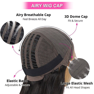 ZSF Breathable Air Cap Body Wave Glueless HD Lace Closure Virgin Hair 1Piece