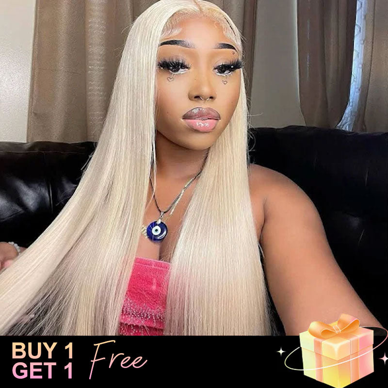 (BUY 1 GET 1 Free) ZSF 613 Blonde Russian Straight HD Virgin Hair Preplucked With Baby Hair Natural Hairline