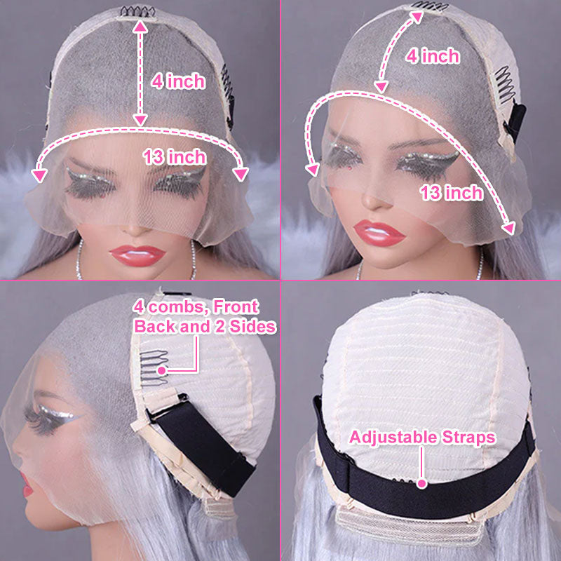 ZSF New Arrival Silver Grey Highlight Body Wave Lace Frontal Colored Hair Lace Wig For Woman