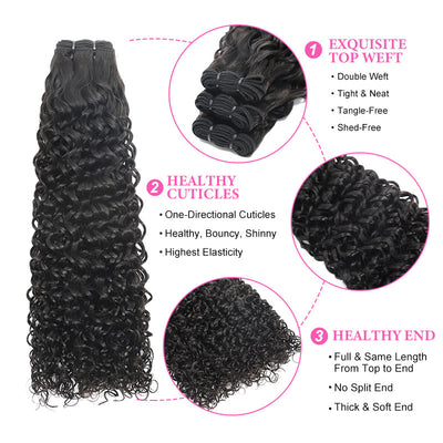ZSF Hair Grade Double Drawn Hair Water Wave 1Bundle 100% Unprocessed Human Hair Weave Extensions