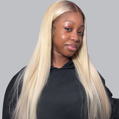 (BUY 1 GET 1 Free) ZSF Hair T12/613 Blonde Virgin Hair Straight Lace Frontal Wig 100% Human Hair 1Piece