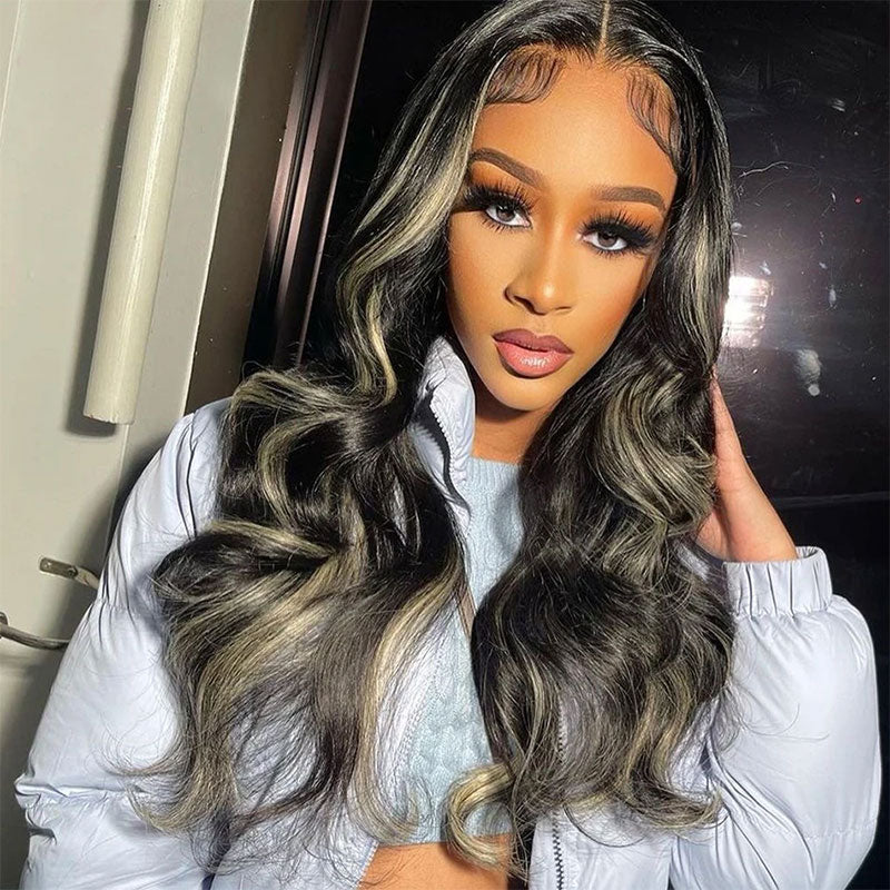 (BUY 1 GET 1 Free)ZSF Upgrade 7*5 Glueless Balayage Highlights Black Honey Blonde P1b/27 Body Wave Drawstring Lace Wig Pre-Cut Lace
