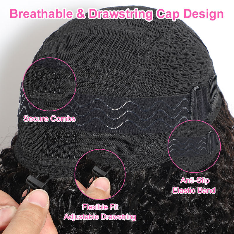 ZSF 3 In 1 Half Wig |Flip Over Burmese Curly Install Half With Drawstring Glueless Beginner Friendly