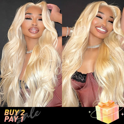 (BUY 2 PAY 1)ZSF Hair Russian 613 Blonde Virgin Hair Body Wave Transparent Lace Frontal Wig 100% Human Hair 1Piece