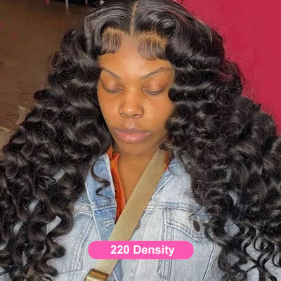 ZSF Loose Wave 13*6 Transparent Lace Frontal Wig  Human Hair 1Piece Natural Black