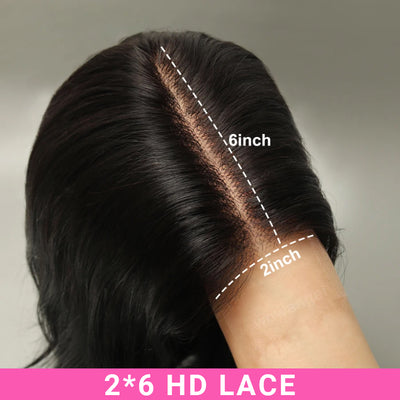 ZSF Hair Body Wave Human Hair Wigs 2*6 Lace Closure Middle Parting Wigs Natural Color