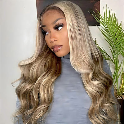 ZSF Straight Exclusive Original Blonde Highlight 18/613 Colored Lace Front Human Hair Wigs