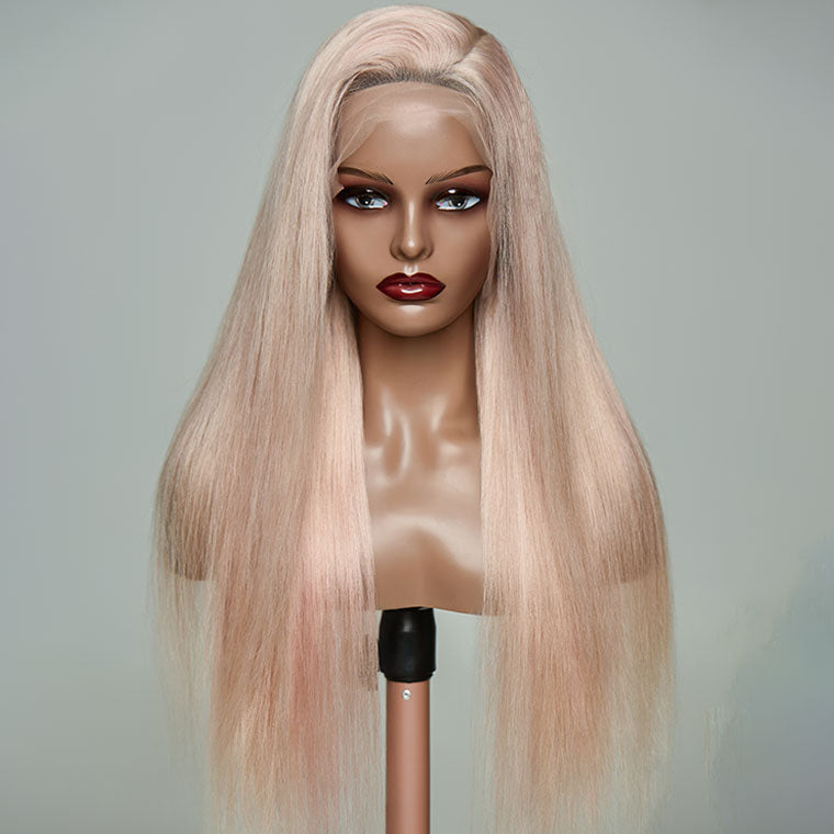 (BUY 1 GET 1 Free) ZSF New Arrival Ash Blonde Straight Human Hair Lace Frontal Wig Plucked