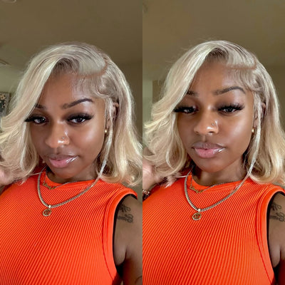 ZSF Hair Blonde With Brown Highlight P10/613# Straight Virgin Hair Bob Lace Wig Unprocessed Human Hair