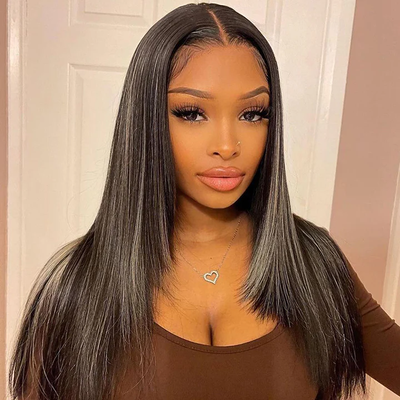 ZSF 7*5 Layered Cut Glueless Straight HD Lace Wear Go Wig Tiny Knots Pre-Bleached