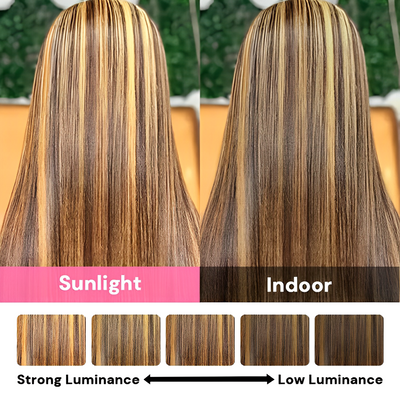 ZSF Upgrade 7*5 Glueless Highlights Balayage Honey Blonde Brown Blomde Straight Lace Wig