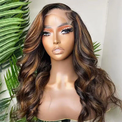 (BUY 1 GET 1 Free) ZSF Ombre Balayage Highlights #1b/30 Black Dark Blonde Body Wave Lace Wig Human Hair