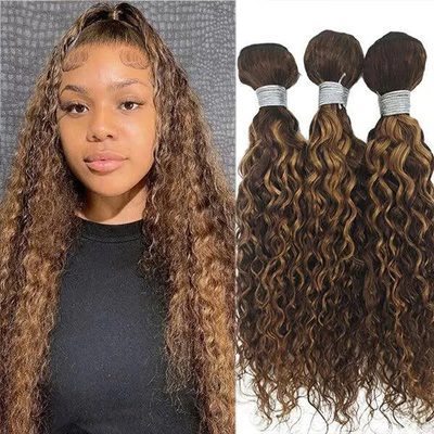 ZSF Ombre P4/30 Water Wave Virgin Hair 3Bundles With Lace Closure 100% Human Hair