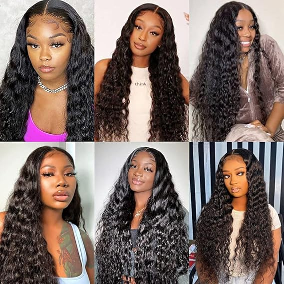 ZSF 6×6/7×7 Lace Closure With Deep Wave Bundles Grade 8A Virgin Hair Unprocessed Natural Black Hair Weaving