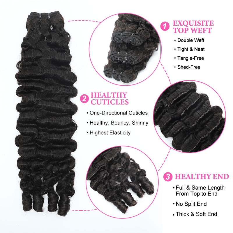 ZSF Hair Grade Double Drawn Hair Burmese Curl 1Bundle 100% Unprocessed Human Hair Weave Extensions