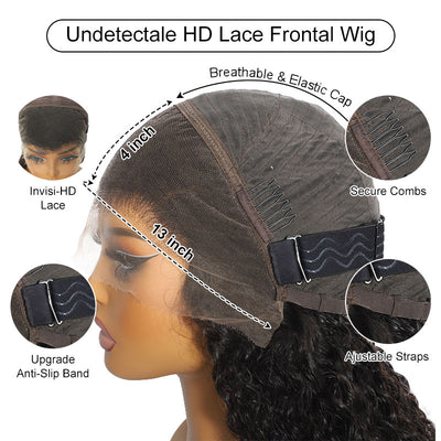 ZSF Loose Deep Wave HD 13*4 Lace Frontal Hair Wig Natural Looking For Woman