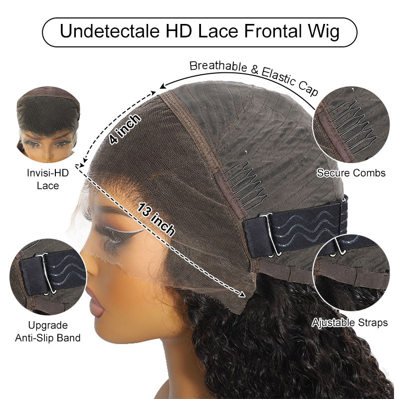 ZSF Loose Deep Wave HD 13*4 Lace Frontal Hair Wig Natural Looking For Woman
