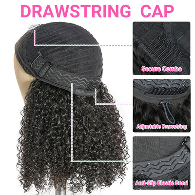 ZSF 3 In 1 Half Wig |Flip Over Burmese Curly Install Half With Drawstring Glueless Beginner Friendly