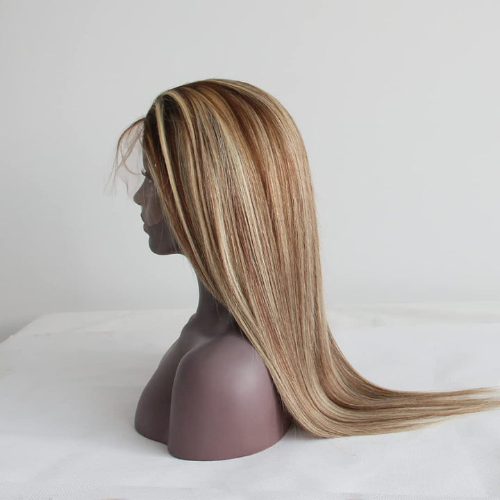 ZSF Hair 4/613 Brown/Blonde Straight Lace Wig 100% Human Hair Pre